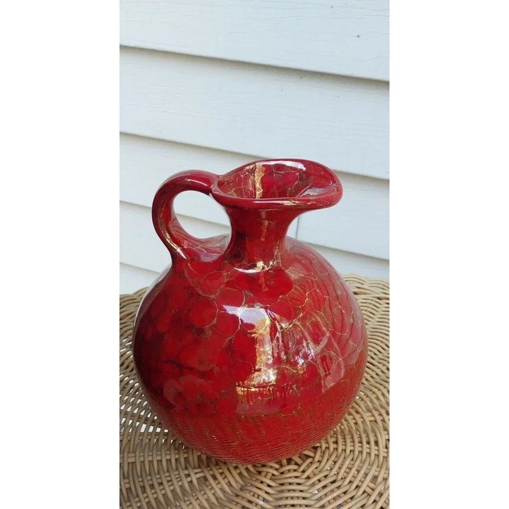 Vintage Crackled Style Art Studio Pottery Hand Crafted Pitcher/Vase/Ewer